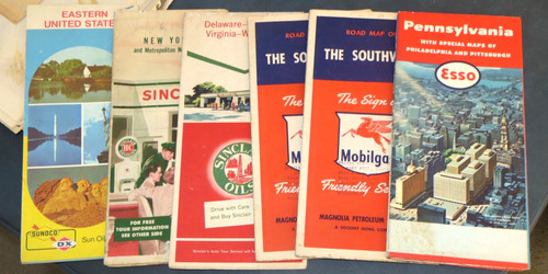 Vintage gas station road maps - station,
